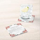 Elizabeth Pink Floral Fun Fakten Hochzeit Rechteckiger Pappuntersetzer (Vor Ort)