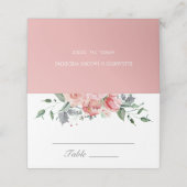 Elizabeth Pink Floral Wedding Platzkarte (Außenseite Aufgefaltet)