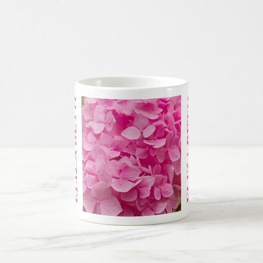 "Elizabeth" Pink Spring Hydrangea Blumenschrift Kaffeetasse (Mittel)