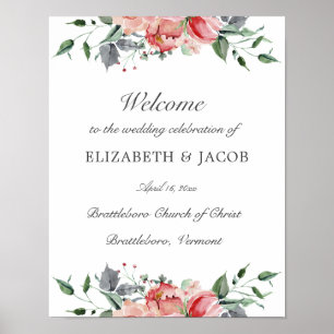 Elizabeth Pink Willkommensschild zur Hochzeit Poster
