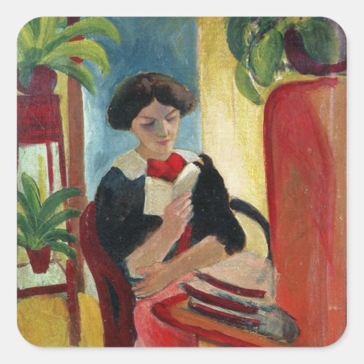 Elizabeth Reading Quadratischer Aufkleber (Vorderseite)