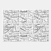 Elizabeth Schwarz-weiß Individuelle Name Geschenkpapier Set (Vorderseite)