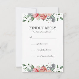 Elizabeth Simple Elegant Pink Blume Hochzeit RSVP Karte