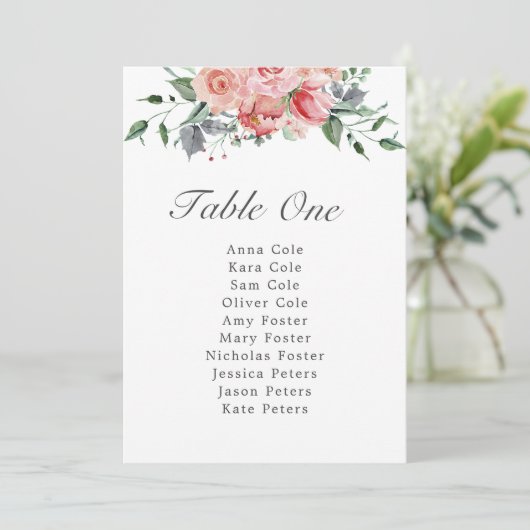 Elizabeth Simple Pink Wedding Table Chart (Stehend Vorderseite)