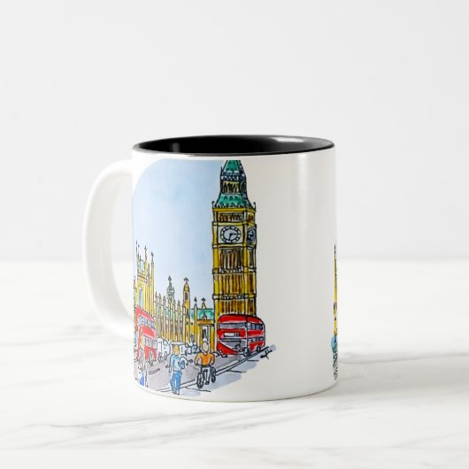 Elizabeth Tower, alias Big Ben Zweifarbige Tasse (Vorderseite Links)