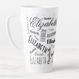 Elizabeth Typografy Name Schwarz-weiß Milchtasse