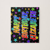 "ELIZABETH" Vorname, Spaß "GLÜCKLICHER BIRTHTAG" Puzzle (Vertikal)