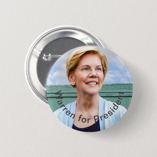 Elizabeth Waren - Waren für Präsidenten Button (Vorne & Hinten)