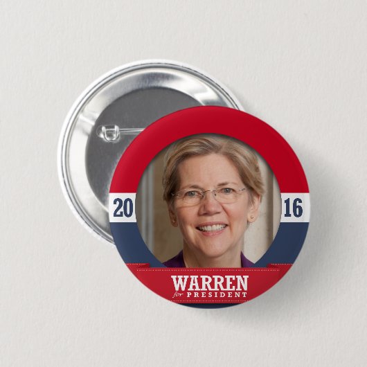 ELIZABETH WARREN 2016 BUTTON (Vorne & Hinten)