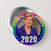 Elizabeth Warren 2020 - Gay Pride Rainbow Button (Vorne & Hinten)