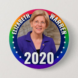 Elizabeth Warren 2020 - Gay Pride Rainbow Button