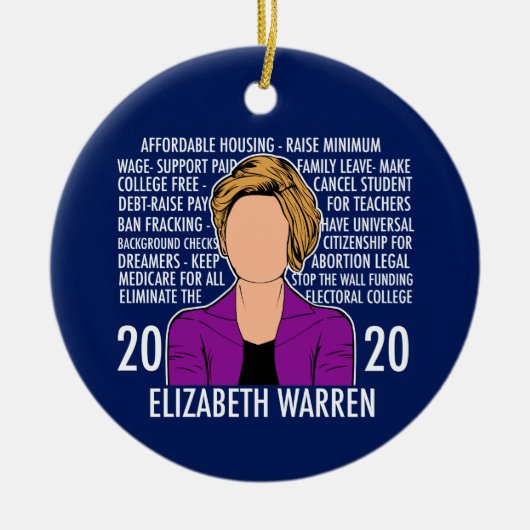 Elizabeth Warren 2020 Plattform Demokratische Deba Keramik Ornament (Vorne)
