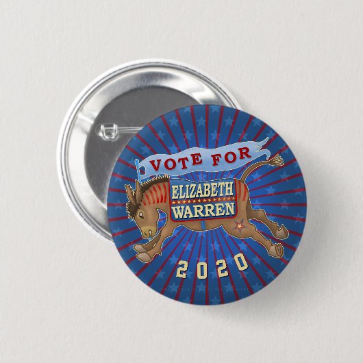 Elizabeth Warren Präsident 2020 Demokrat Donkey Button (Vorne & Hinten)