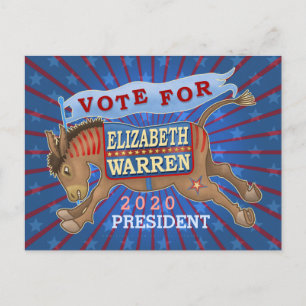 Elizabeth Warren Präsident 2020 Demokrat Donkey Postkarte