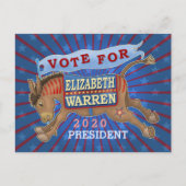 Elizabeth Warren Präsident 2020 Demokrat Donkey Postkarte (Vorderseite)