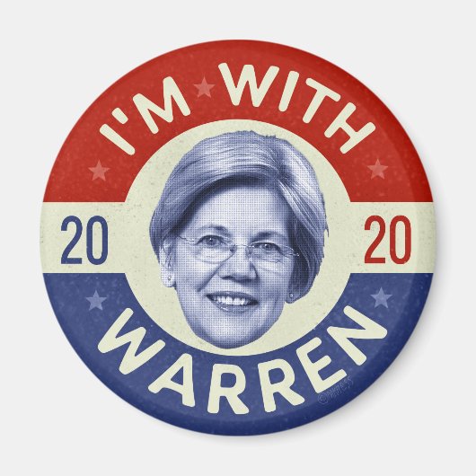 Elizabeth Warren Präsident 2020 Demokrat Pic Retro Magnet (Vorne)