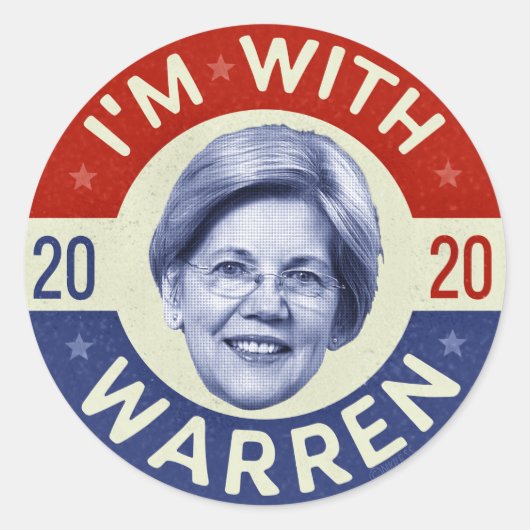 Elizabeth Warren Präsident 2020 Demokrat Pic Retro Runder Aufkleber (Vorderseite)