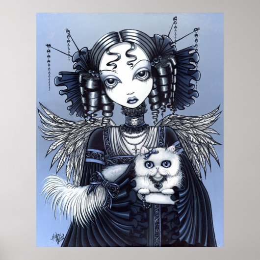 Elizabeth White Persian Cat Angel Poster (Vorne)