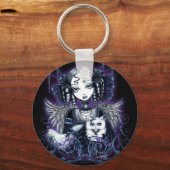 Elizabeth White Persian Cat Angel Schlüsselanhänge Schlüsselanhänger (Vorderseite)