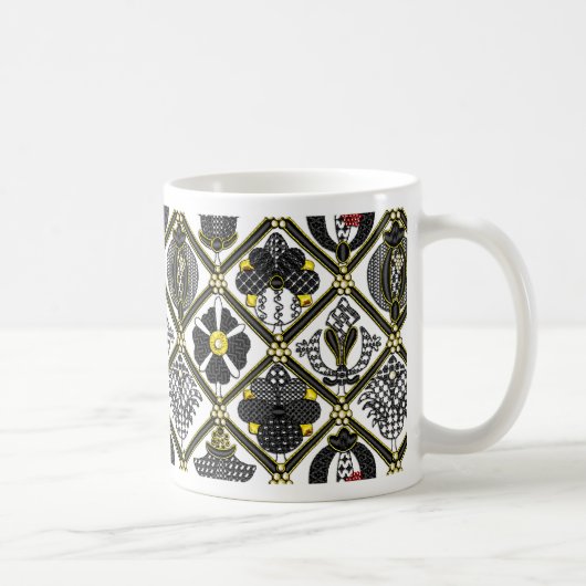 Elizabethan Blackwork-Fliese Kaffeetasse (Rechts)