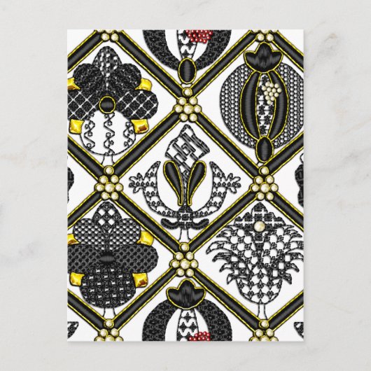 Elizabethan Blackwork-Fliese Postkarte (Vorderseite)