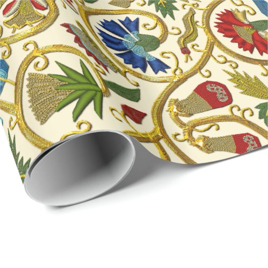 Elizabethan Swirl Embroideries-Goldwork-Imitation Geschenkpapier (Rolleneckpunkt)