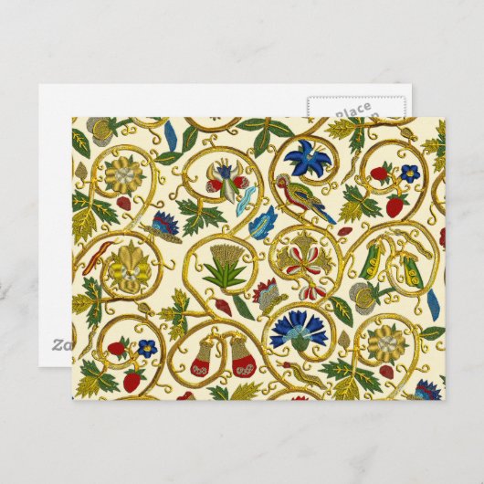 Elizabethan Swirl Stickereien - Goldwork-Imitation Postkarte (Vorne/Hinten)