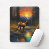Elk am Rocky Mountain Stream Schöne Malerei Mousepad (Mit Mouse)