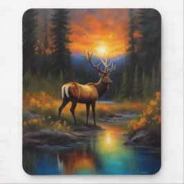 Elk am Rocky Mountain Stream Schöne Malerei Mousepad