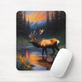 Elk at Mountain Stream Schöne Malerei Mousepad (Mit Mouse)