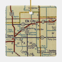 Elk City Oklahoma Retro Keramikornament