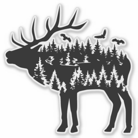 Elk Custom-Cut Vinyl Sticker. Aufkleber (Vorderseite)