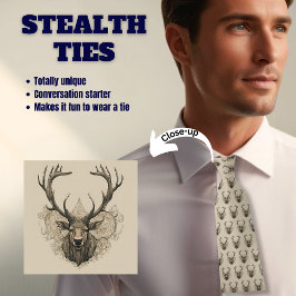 Elk Deer Antler Hunter Stealth Neck Tie Krawatte