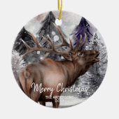 Elk Deer Watercolor in Forest Christmas Ornament (Vorne)