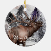 Elk Deer Watercolor in Forest Christmas Ornament (Hinten)