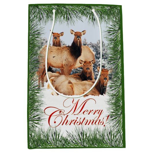 Elk Frohe Weihnachtsgrüße Mittlere Geschenktüte (Vorderseite)