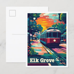 Elk Grove California Vintage Travel Illustration Postkarte
