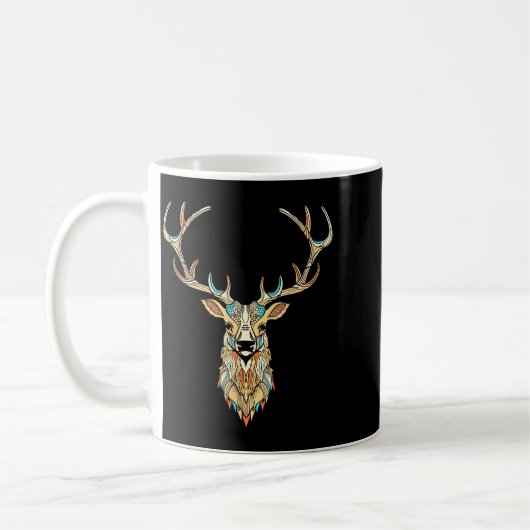 Elk Head _ Face Artistic Illustration Graphic Kaffeetasse (Links)