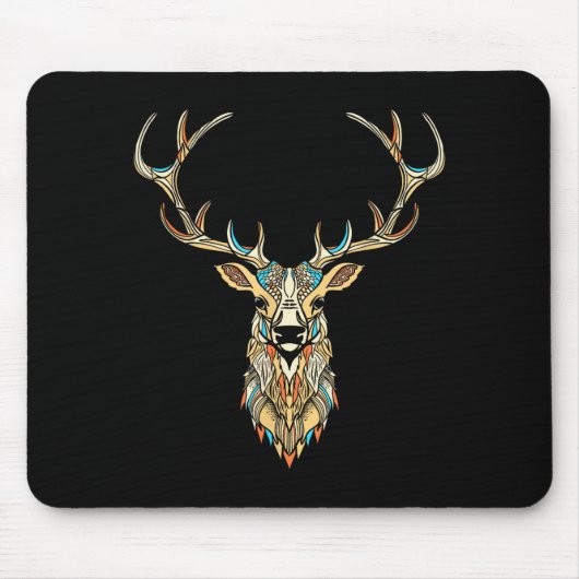 Elk Head _ Face Artistic Illustration Graphic  Mousepad (Vorne)