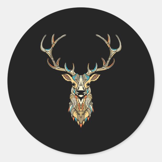 Elk Head _ Face Artistic Illustration Graphic  Runder Aufkleber (Vorderseite)