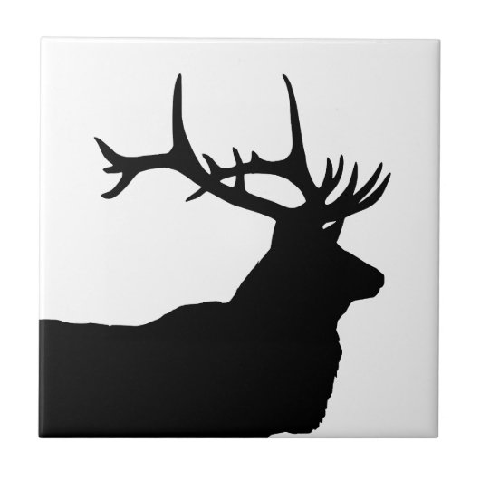 Elk Head Silhouette Fliese (Vorderseite)