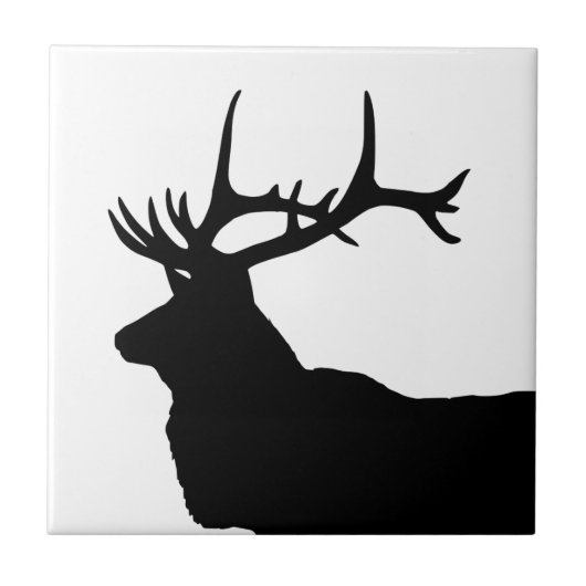 Elk Head Silhouette Fliese (Vorderseite)