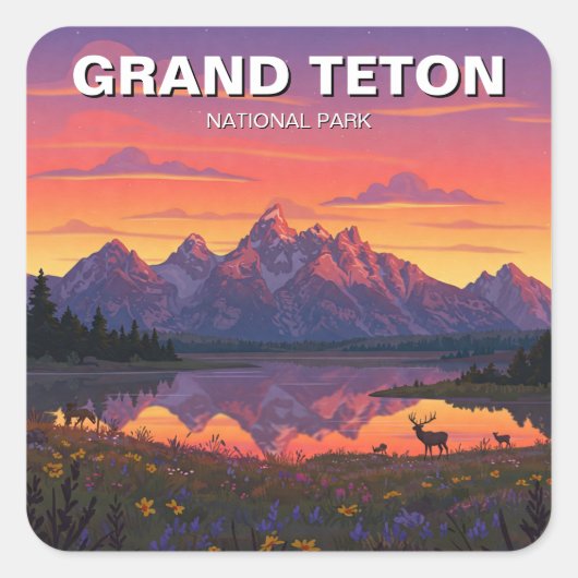 Elk im Grand Teton Nationalpark Quadratischer Aufkleber (Vorderseite)