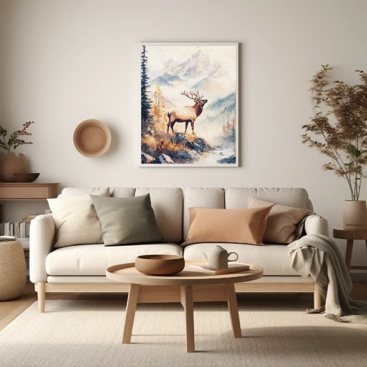 Elk in Bergwaldlandschaft Natur Ästhetik Poster