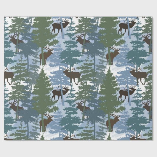 Elk in the Winter Forest Geschenkpapier (Flach)