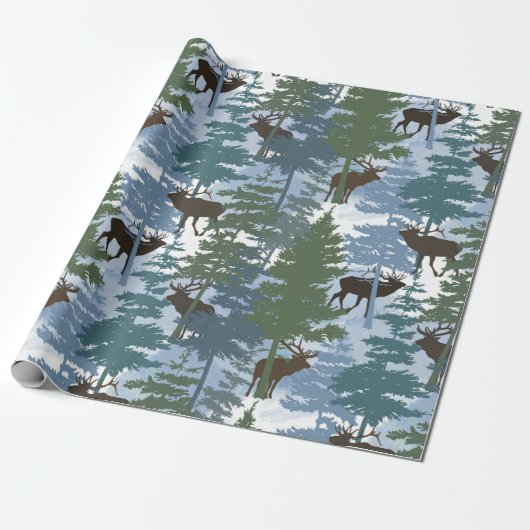 Elk in the Winter Forest Geschenkpapier (Ungerollt)