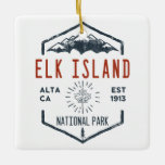 Elk Island National Park Kanada Vintag erschüttert Keramikornament<br><div class="desc">Elk Island National Park Abzeichen mit einzigartigem Park Thema Ahornblatt Design. Der Park spielt eine wichtige Rolle für den Erhalt der Bison der Ebenen.</div>