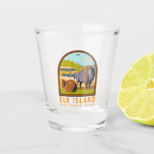 Elk Island Nationalpark Kanada Bison Vintage Schnapsglas