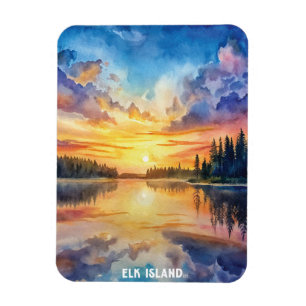 Elk Island Nationalpark Wasserfarbenmalerei Magnet