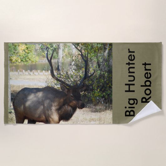 Elk Jagd Wildtier Mancade Strandtuch (Vorderseite)